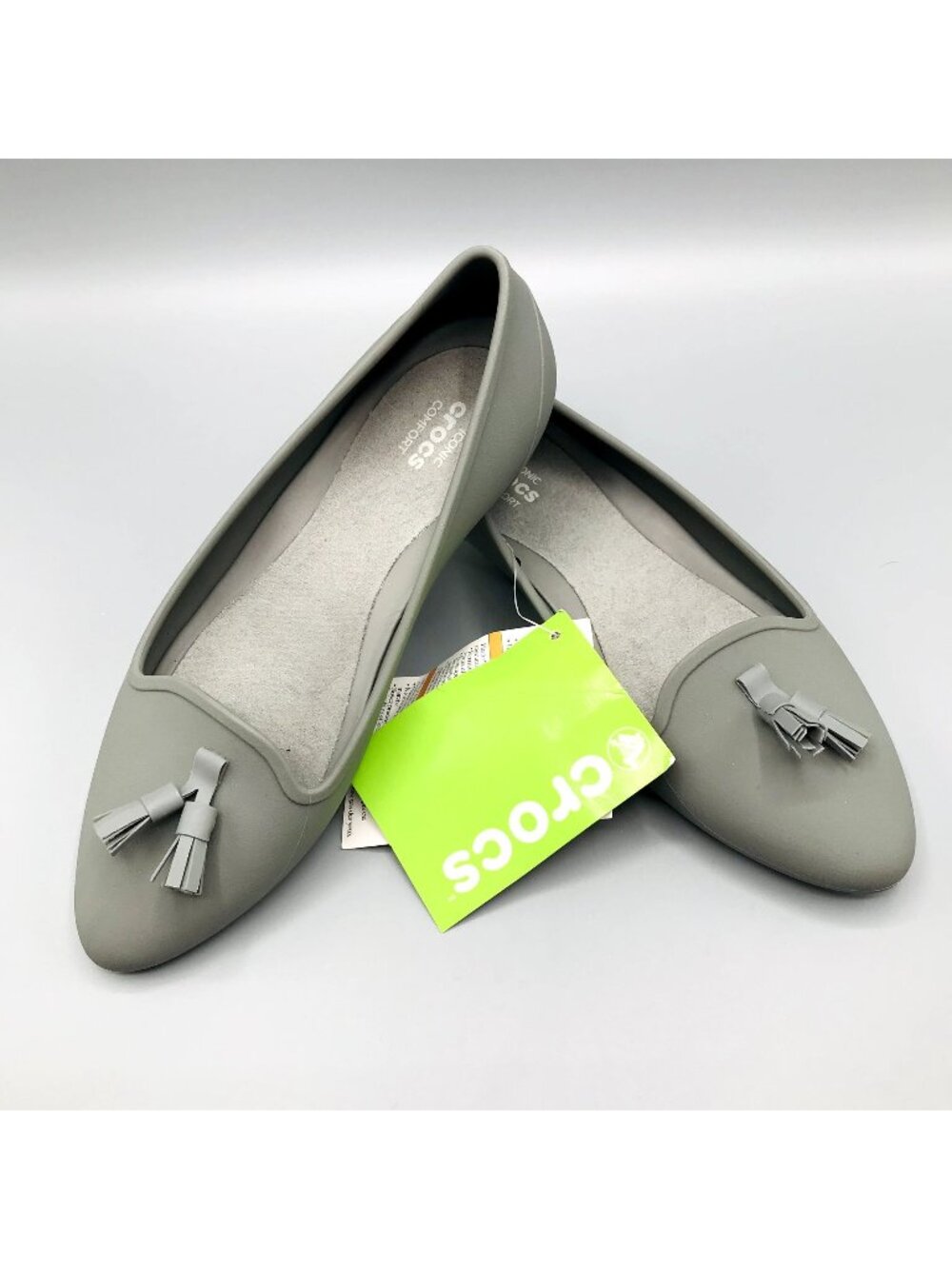 Crocs EVE Grey Embellished Flat with Tassel Women's 5W Slip On